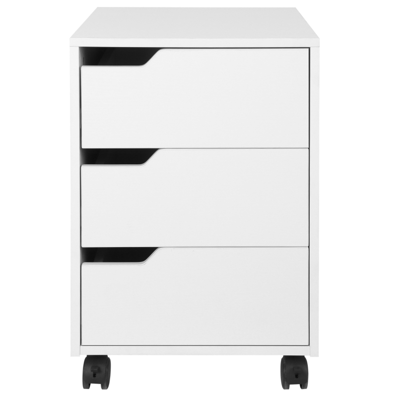 HOMCOM 3 Drawer File Cabinet, Mobile Vertical Filing Cabinet with Wheels, Printer Stand with Storage for Home Office, White