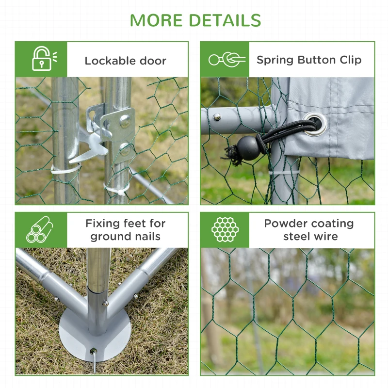 PawHut Large Metal Chicken Coop with Waterproof and Anti-UV Cover for Yard, Outdoor, Duck, Rabbit, 9.2' x 12.5' x 6.5'
