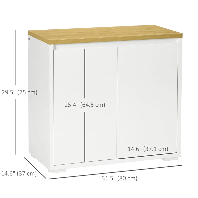 HOMCOM Sideboard Cabinet, Buffet Table with Double Doors and Adjustable Shelf for Living Room, Entryway, White