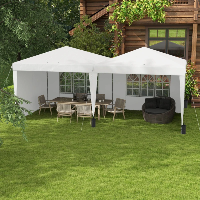 Outsunny 10' x 19' Pop Up Canopy Tent, Tents for Parties, with Carry Bag and Sand Bags, Height Adjustable
