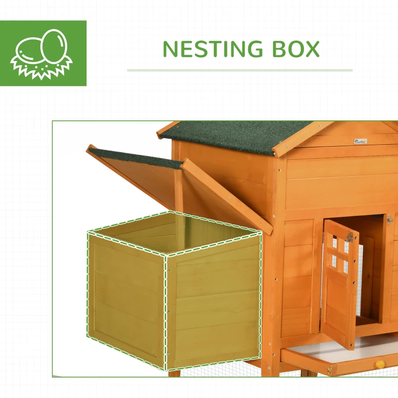 PawHut Extra Large Run Included Chicken Coop with Removable Tray Orange