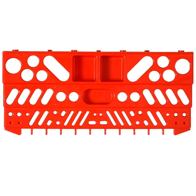 DURHAND 54 Piece Plastic Pegboard Panels, Peg Board with Accessories, Shelf Tool Organizer, Wall Mounted DIY Garage Storage with 50 Hooks, Red