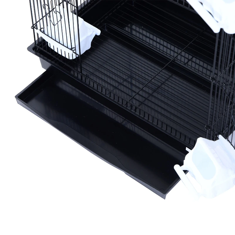 PawHut 36" Metal Indoor Bird Cage Starter Kit With Tray and Accessories - Black