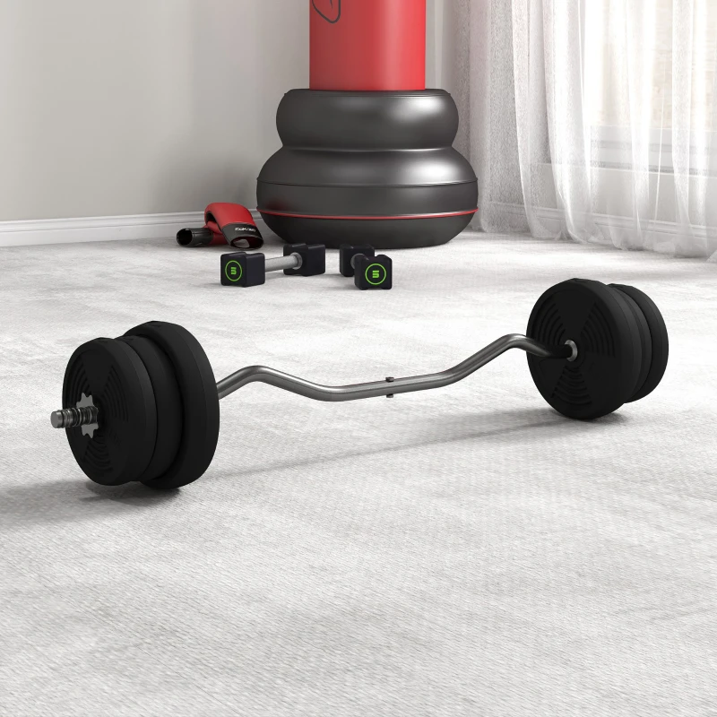 Soozier 50LBS Barbell Weight Set, Adjustable Weights with Curl Bar for Home Gym Women and Men Weight Lifting Training