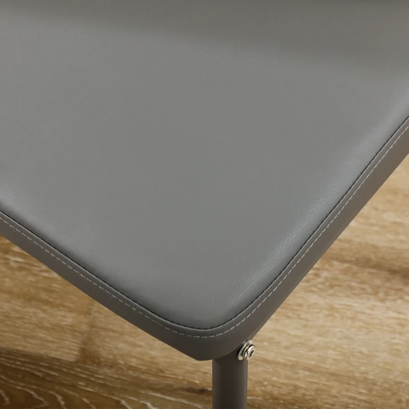 HOMCOM 5-Piece Rectangular Glass Kitchen Table and Chairs with Metal Frame and Faux Leather Upholstery for Dining Room, Grey