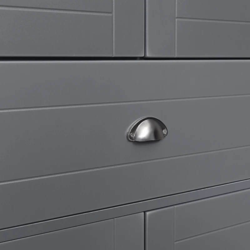 HOMCOM 72" Freestanding Kitchen Pantry Cabinet, Tall Storage Cabinet with 4 Doors, Drawer and Adjustable Shelves for Dining Room, Gray