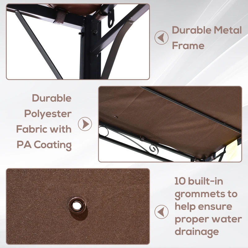 Outsunny 10x8ft Patio Metal Gazebo with Extendable Side Awning Outdoor Shelter Garden Sun Shade Canopy Deck Door Window Awning Brown