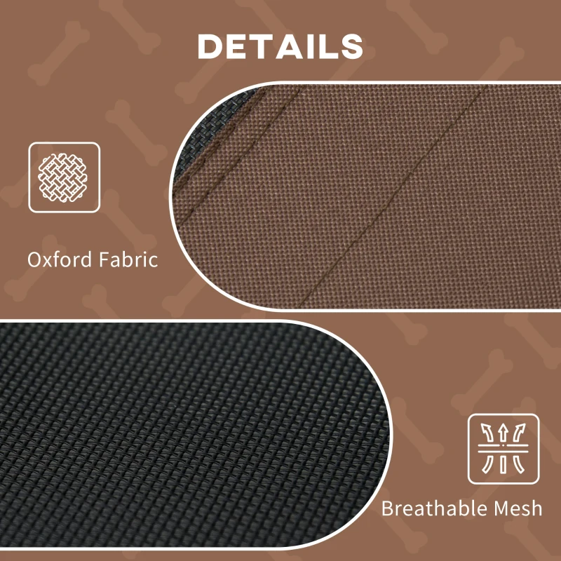 PawHut 48" x 36" Elevated Portable Dog Cot Cooling Pet Bed with UV Protection Canopy Shade, Coffee