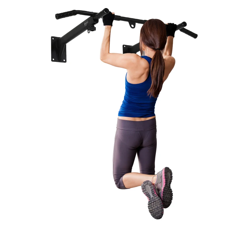 Soozier Wall Mounted Pull Up Bar Strengthen Muscle Full Body Train Sandbag Hanger For Boxing & Trainings,Black