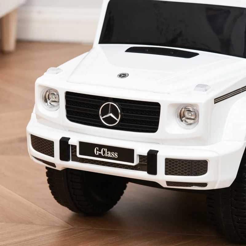 Aosom Mercedes-Benz G350 Licensed Push Car, 3-in-1 Toddler Sliding Car with Horn, Steering, Foot Rest, Seat Storage, White