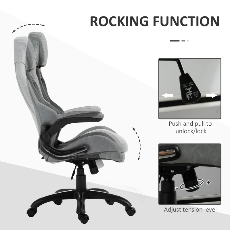 Vinsetto High-Back Gaming Office Chair Swivel Racing Computer Chair with Flip-up Armrests and Adjustable Height
