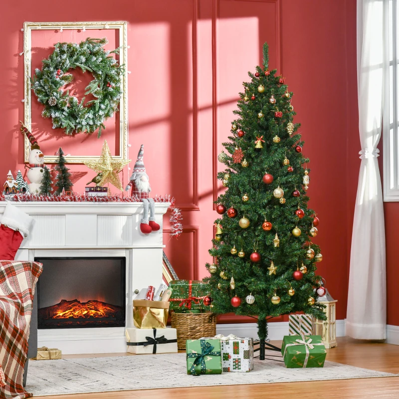 HOMCOM 6' Artificial Christmas Tree, Unlit Xmas Tree with Realistic Branch Tips for Indoor, Home, Holiday, Green