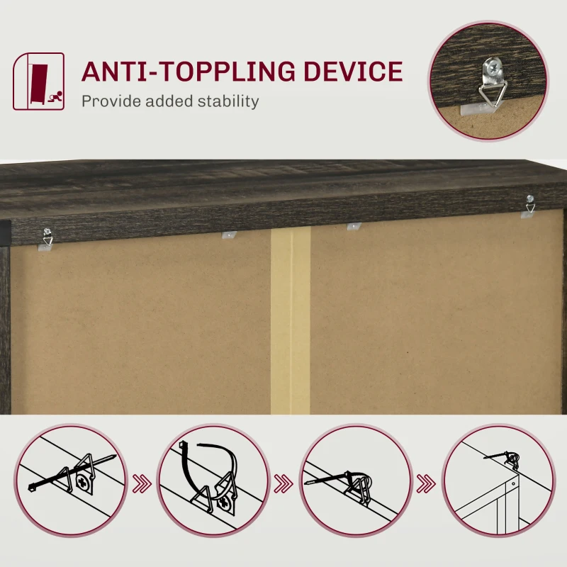 HOMCOM Farmhouse Kitchen Storage Cabinet, Sideboard Buffet Cabinet with 2 Rustic Barn Doors and Drawer, Dark Oak