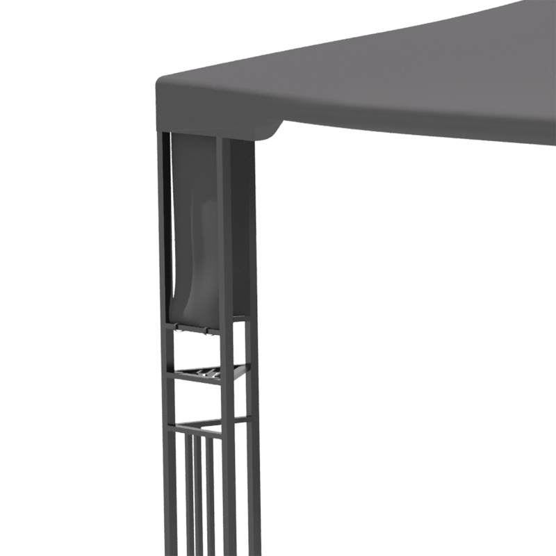 Outsunny 10' x 13' Outdoor Patio Gazebo with Double Vented Roof, Storage Shelves, Steel Frame for Lawn, Backyard and Deck, Gray