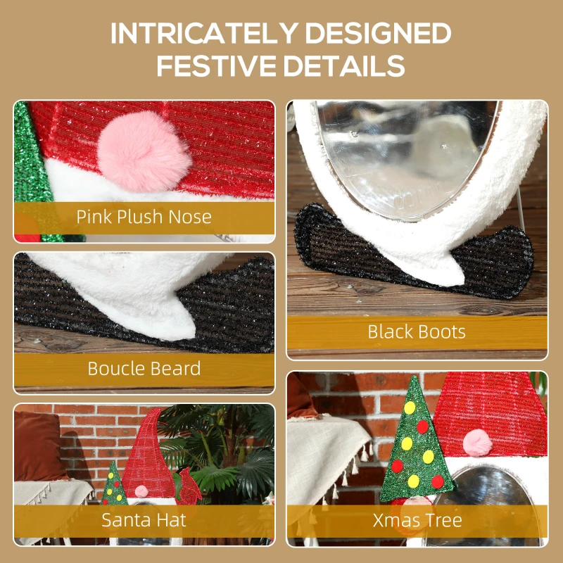 Outsunny Light Up Gnome Yard Decoration, Lighted Elf Gnome Christmas Decoration for Indoor, Outdoor, Garden, Lawn, Red