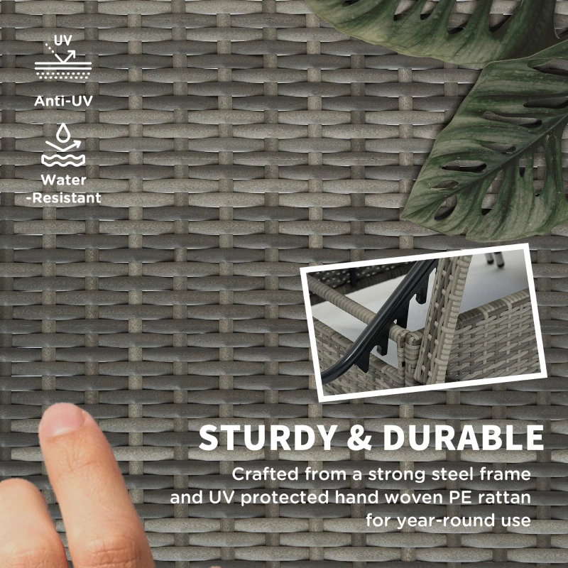 Outsunny Outdoor Chaise Lounge, 5-Level Adjustable Backrest Rattan Pool Lounge Chair with Wheels, Cushion & Headrest, Gray