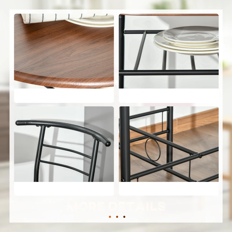 HOMCOM Dining Table Set of 3, 31.5" Kitchen Table and Chairs Set for 2 with Shelf, for Small Space, Dining Room, Living Room