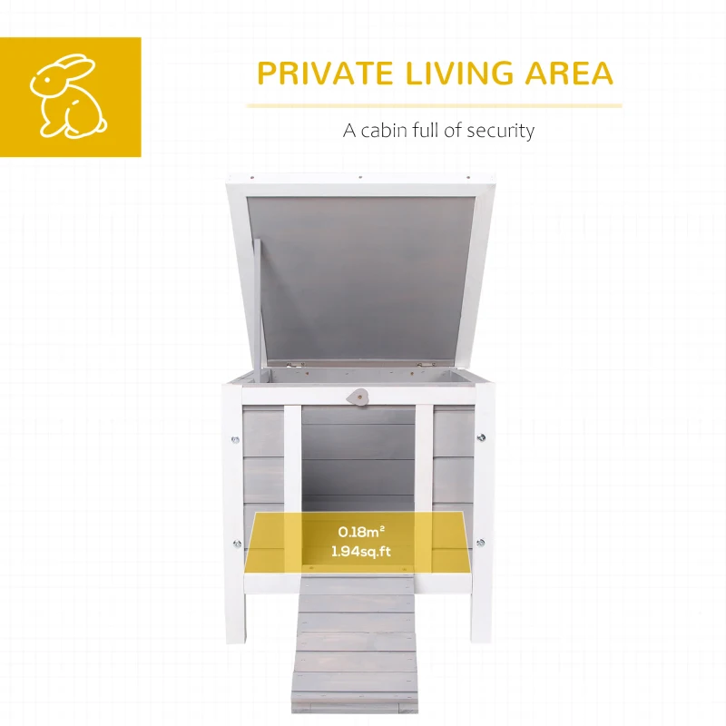 PawHut Small Wooden Rabbit Hutch Bunny Cage Guinea Pig Cage Duck House Dog House with Openable & Waterproof Roof, for Rabbits, Chickens, Ducks, Gray