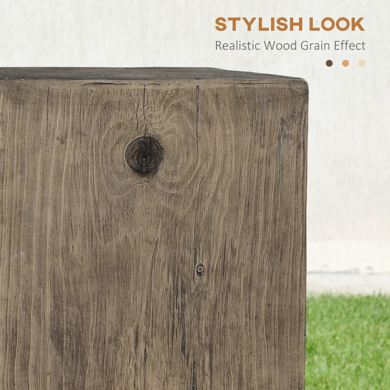 HOMCOM Concrete End Table Rustic Side Table with Wood Grain Finish for Indoors and Outdoors Gray