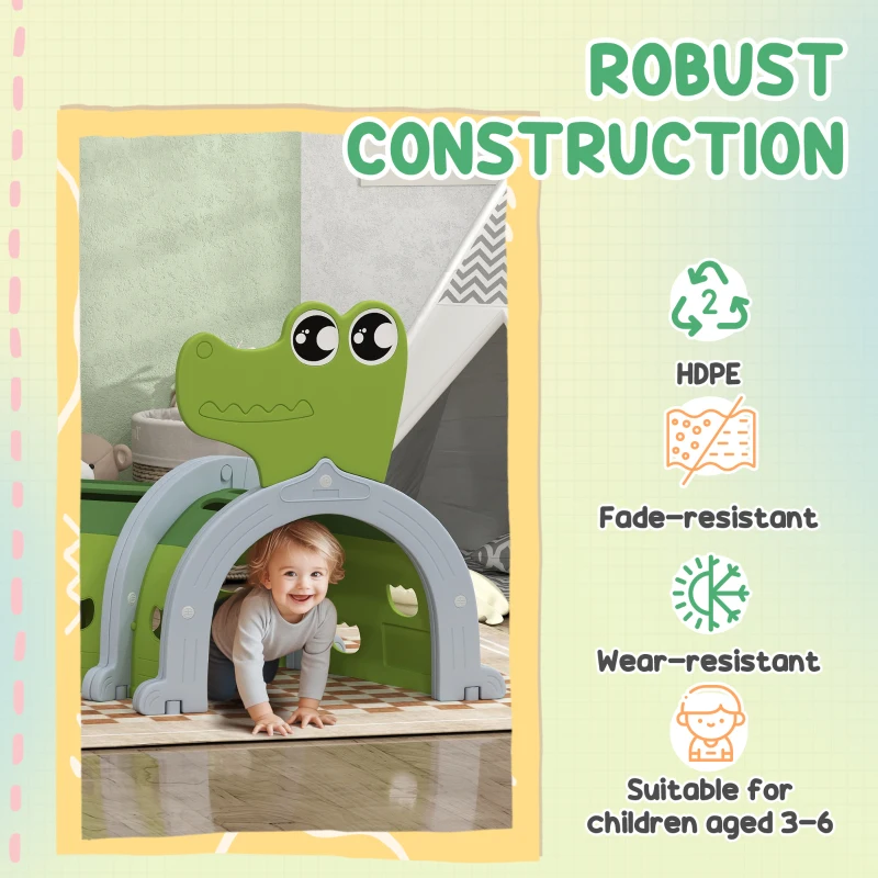 Qaba Crocodile Design Kids Play Tunnel for Kids to Crawl Through, 76" Long
