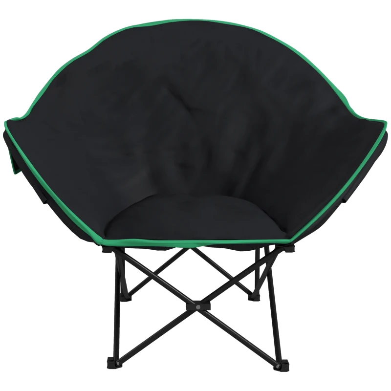 Outsunny Foldable Camping Chair Padded Moon Saucer Chair with Carry Bag, Storage Pocket for Outdoor, Beach, Picnic, Hiking, Fishing, Travel