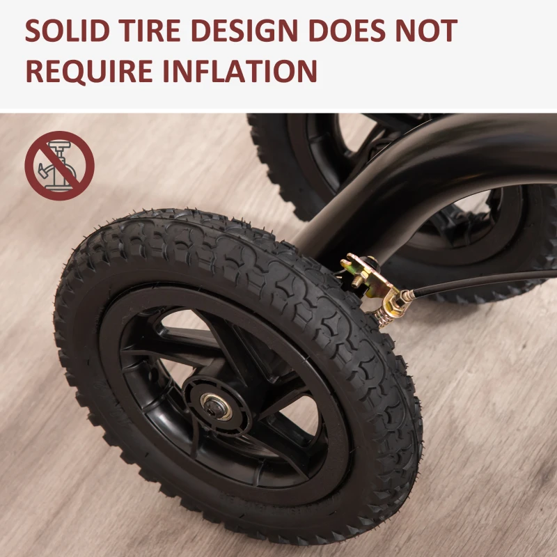 HOMCOM Seated Walker, Foldable Steerable Medical Scooter, Compact Crutch Alternative with Braking System and Storage Bag, Black