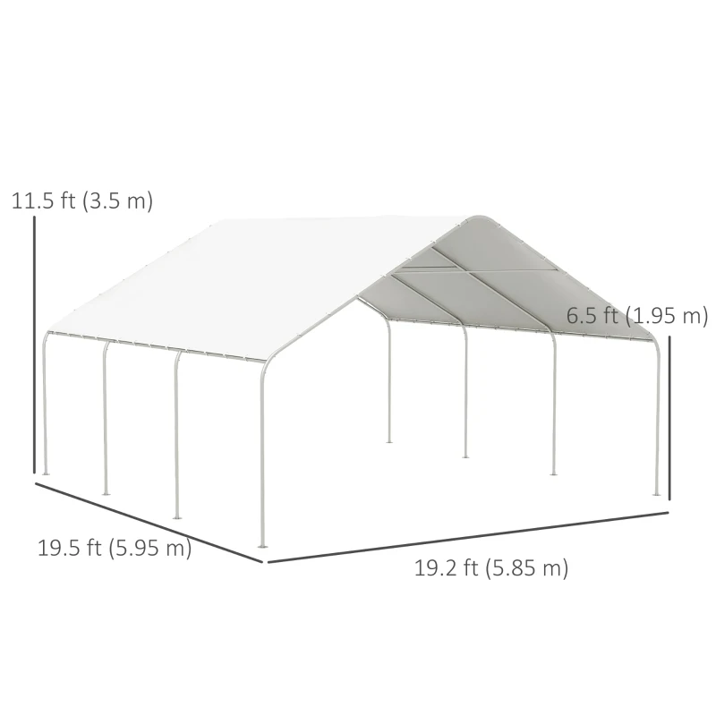 Outsunny 19' x 19.5' Carport, Portable Garage and Patio Canopy Tent, Anti-UV Cover for Car, Truck, Boat, Catering, Wedding