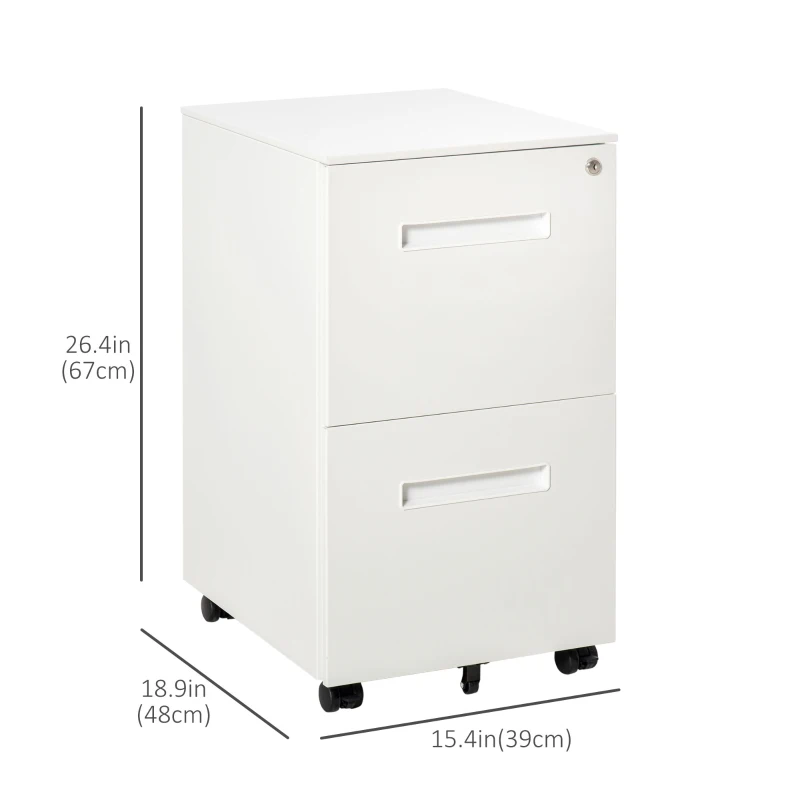 Vinsetto File Cabinet, Vertical Filing Cabinet with Adjustable Partition for A4 Letter Size, Lockable for Office, White
