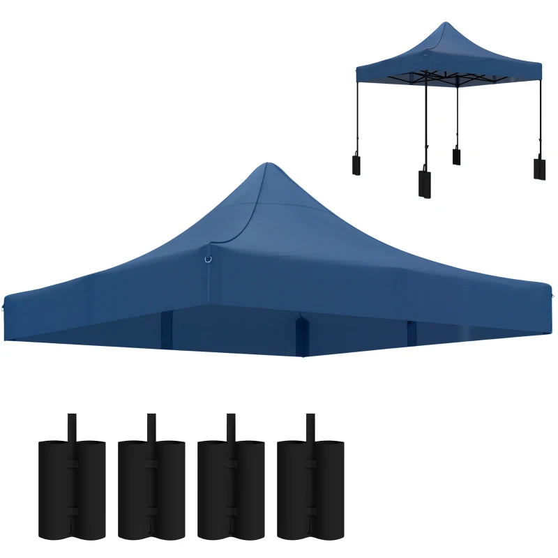Outsunny 10' x 10' Replacement Canopy Top for Pop Up Canopy Tent with 4 Sand Bags, UPF50+ Protection, Navy Blue