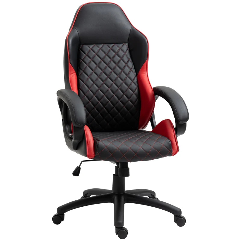 Vinsetto High Back Office Chair Gaming Chair Racing Executive Desk Chair with PU Leather, Adjustable Height, Red