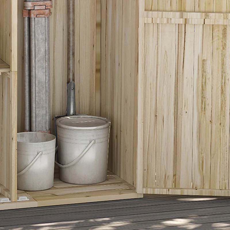 Outsunny Wooden Garden Shed Tool Storage, Garden Shed with Double Magnet Doors, Tilted Roof, 47.25"  x 22.5" x 72'', Natural