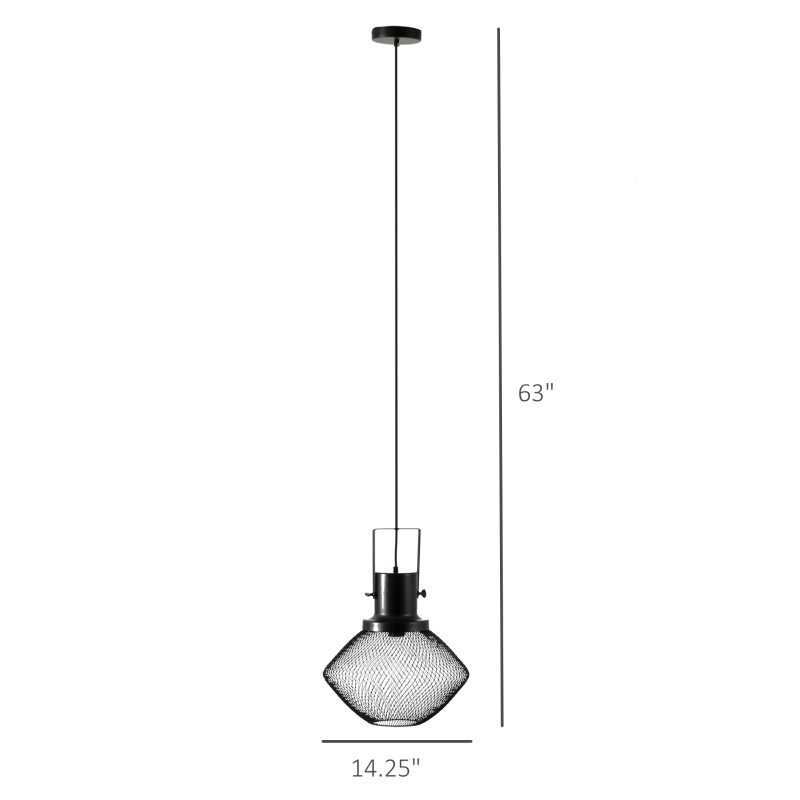 HOMCOM Industrial Pendant Light Fixtures with Adjustable Hanging Chain, Black