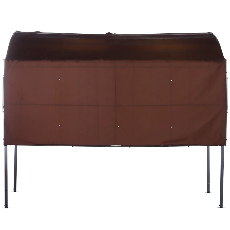 Outsunny 10x8ft Patio Metal Gazebo with Extendable Side Awning Outdoor Shelter Garden Sun Shade Canopy Deck Door Window Awning Brown