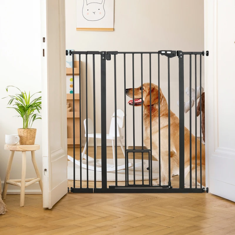 PawHut 41" Easy Open Indoor Dog Gates for Doorways, House, Stair - Black
