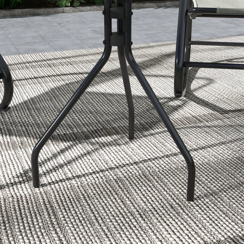 Outsunny Patio Rocking Chairs Set of 2, 3 Pieces Patio Bistro Set with Metal Frame, Breathable Mesh Fabric Seat for Garden, Deck, Grey