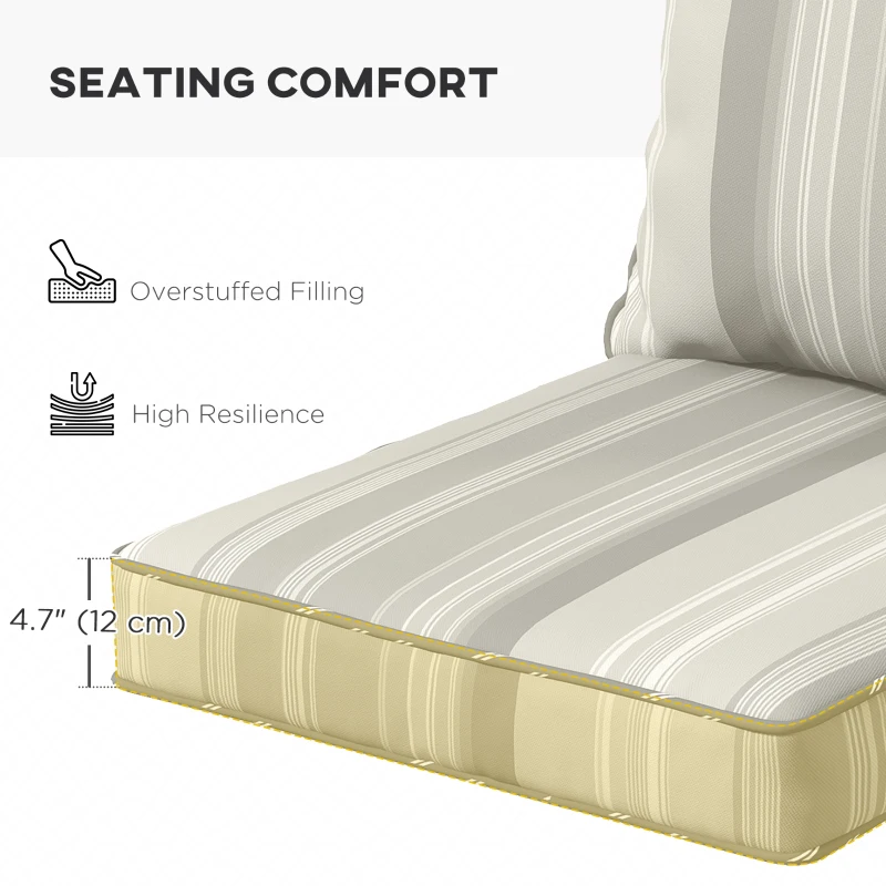 Outsunny Seat Cushion Back Pillows Replacement Set of 2, Patio Chair Cushions Set for Indoor Outdoor, Grey