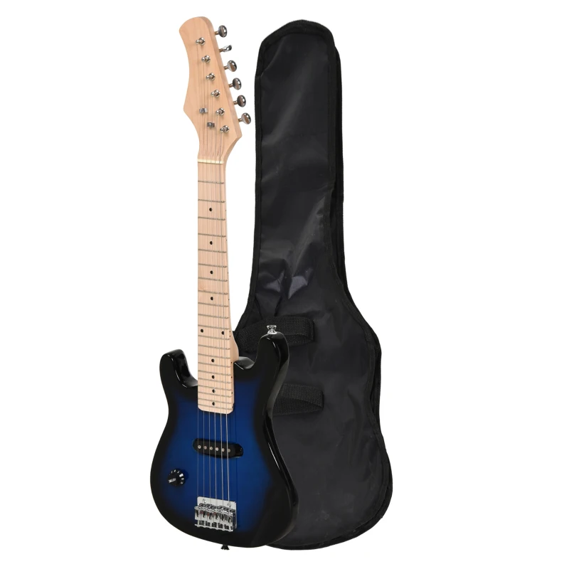 HOMCOM 30 Inch Kids Electric Guitar 3/4 Size Beginner Starter Kit w/ 5W Amplifier, Strap, Strings, Picks, Carrying Case Blue/Black