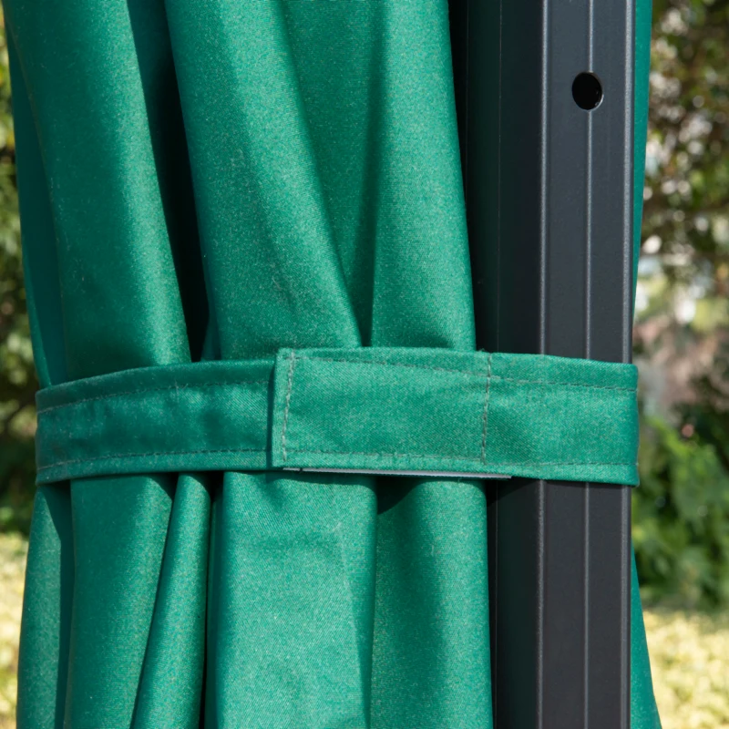 Outsunny 10x10ft Cantilever Umbrella with 4 Adjustable Angle and Rotation, Square Top Market Parasol with Aluminum Pole and Ribs for Backyard Patio Outdoor Area, Green