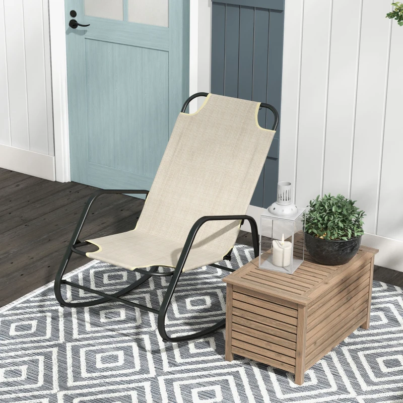 Outsunny Garden Rocking Chair Outdoor Indoor for Patio, Balcony, Porch, Light Brown