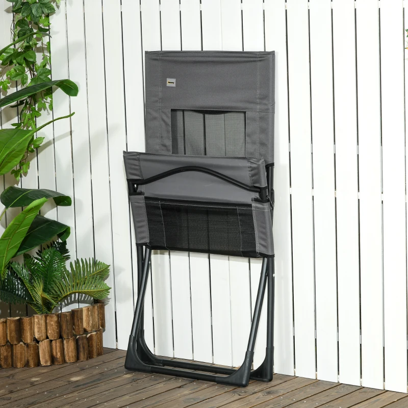 Outsunny Outdoor Folding Lawn Chair, Foldable Chair with Cushion, Armrest and Steel Frame for Poolside, Deck, Backyard