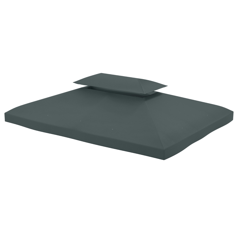 Outsunny 13' x 10' Gazebo Replacement Canopy 2 Tier Top UV Cover Pavilion Garden Patio Outdoor, Grey (TOP ONLY)