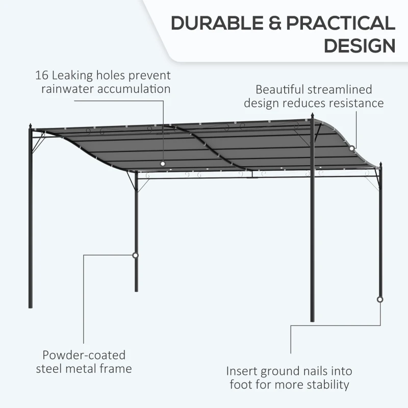Outsunny 10' x 13' Outdoor Pergola Gazebo, Steel Patio Canopy with Weather-Resistant Fabric and Drainage Holes, Cream White