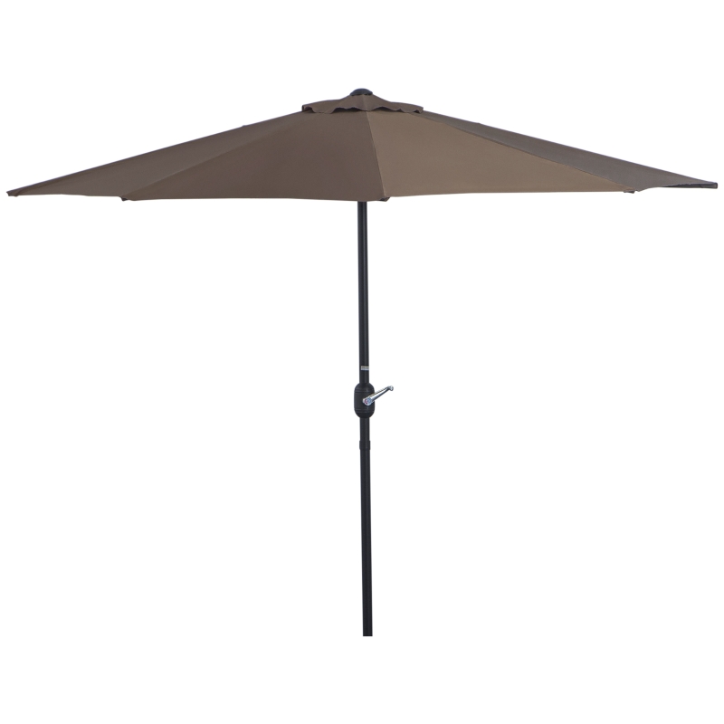Outsunny 9ft Half Round Umbrella Outdoor Patio Garden Balcony Parasol Window Sun Shade w/ 5 Ribs Coffee