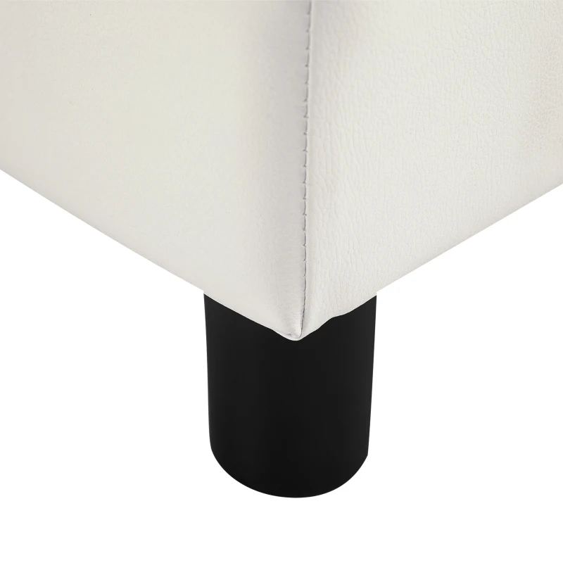 HOMCOM Ottoman Foot Rest, Small Foot Stool with Faux Leather Upholstery, Rectangular Ottoman Footrest with Padded Foam Seat and Plastic Legs, Bright White