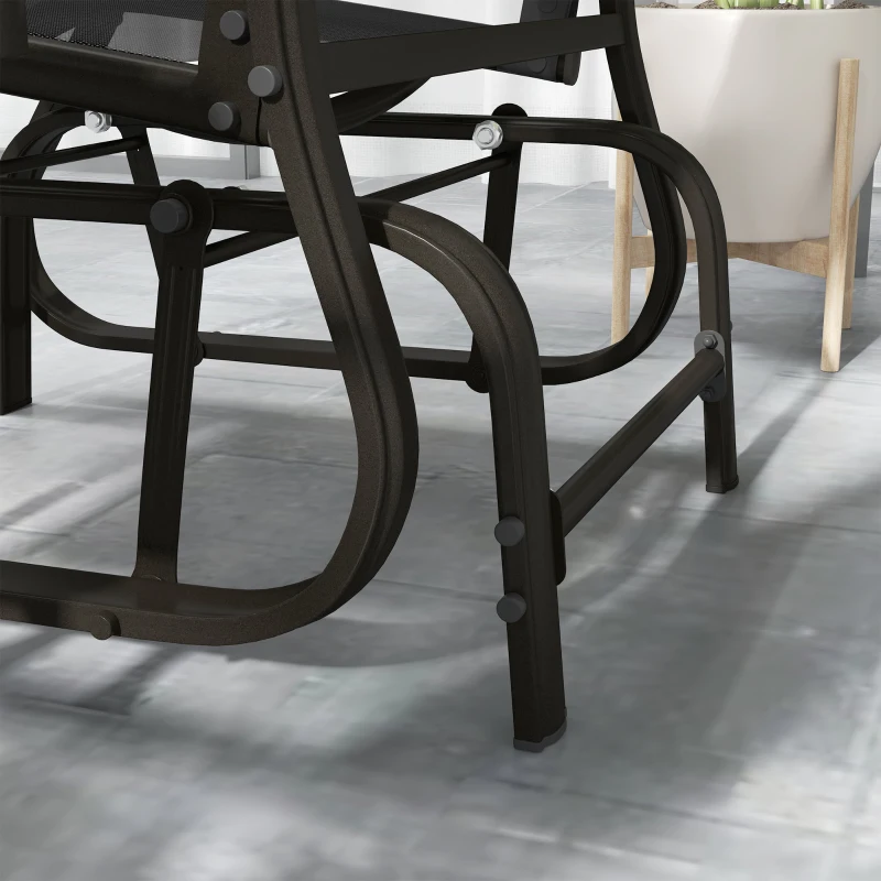 Outsunny 3PCs Gliding Rocking Chair & Bistro Tea Table Set, Black