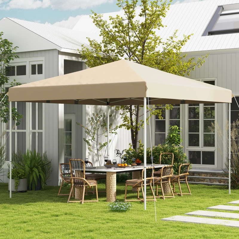 Outsunny 13' x 13' Pop Up Canopy Tent with Height Adjustable, Carry Bag for Outdoor, Garden, Patio, Beige