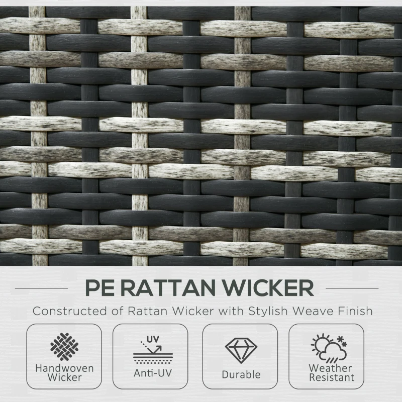 Outsunny 6 Piece Rattan Garden Furniture Set, 8-Seater Outdoor Sofa Sectional with 3 Loveseat Wicker Sofa with Cushions, 2 Footstools and Glass Table for Yard, Poolside, Grey