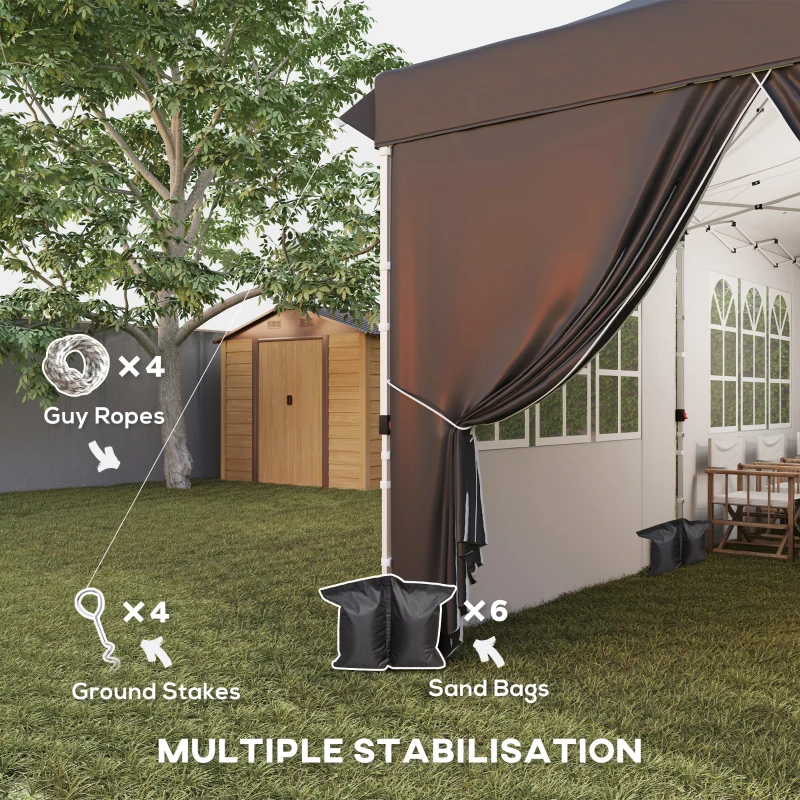 Outsunny 20x10 Pop Up Canopy with 6 Removable Sidewall, Carry Bag and 6 Sand Bags, Height Adjustable Instant Sun Shelter, Grey