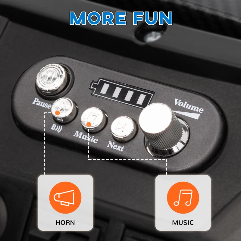 Qaba 2 Seater 24V Kids Electric Car w/ Remote Control, 3 Speed, LED Lights, Music, Horn, Spring Suspension, Slow Start, Blue