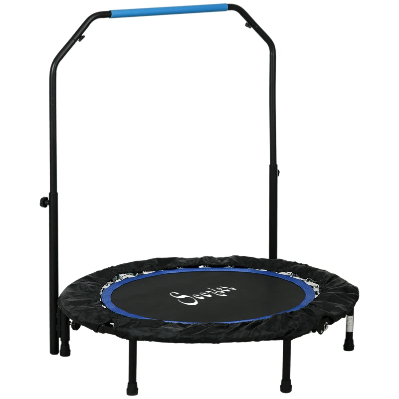 Soozier 40" Foldable Mini Fitness Trampoline, with Adjustable Foam Handle, Blue